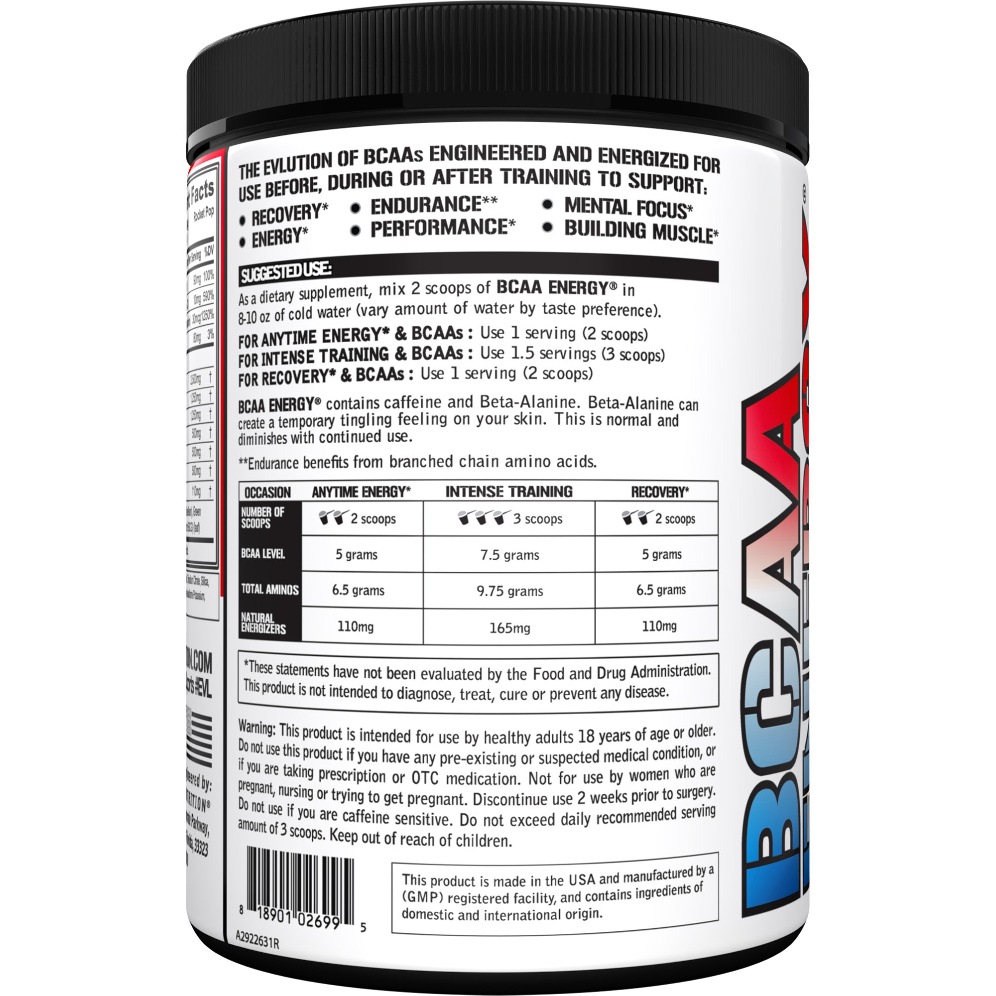 Evlution Nutrition BCAA Energy – 30 Or 65 Servings, All Flavors, Post/Pre Workout Recovery