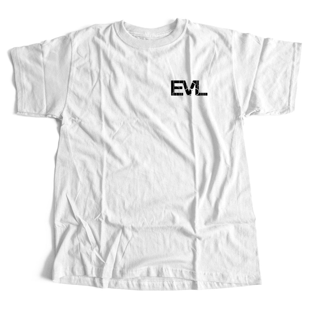 White EVL T-Shirt With Black Corner Logo
